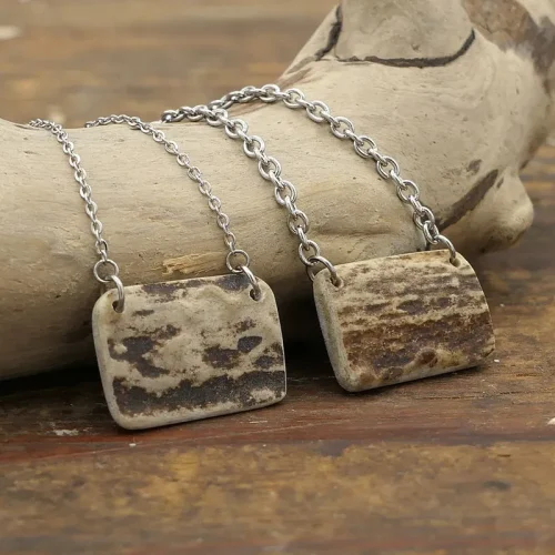 Antler Dainty Bar Necklace Rectangular Simple Geometric Pendant Small Minimalist