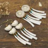 Half-Circle Rounded Circle Geometrical Shape Antlers Earrings with White Dentalium Shell