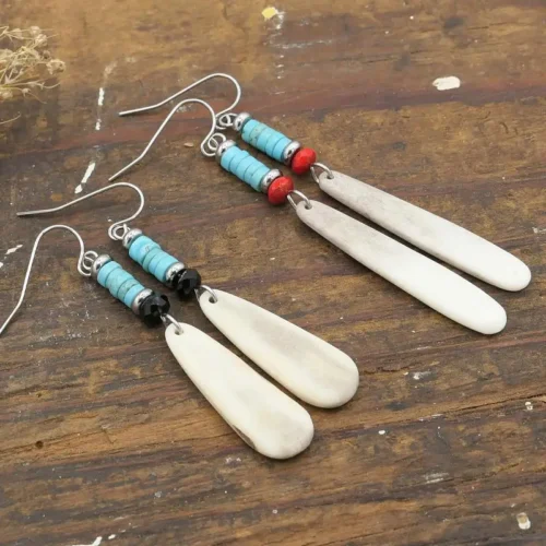 turquoise antler dangle earrings
