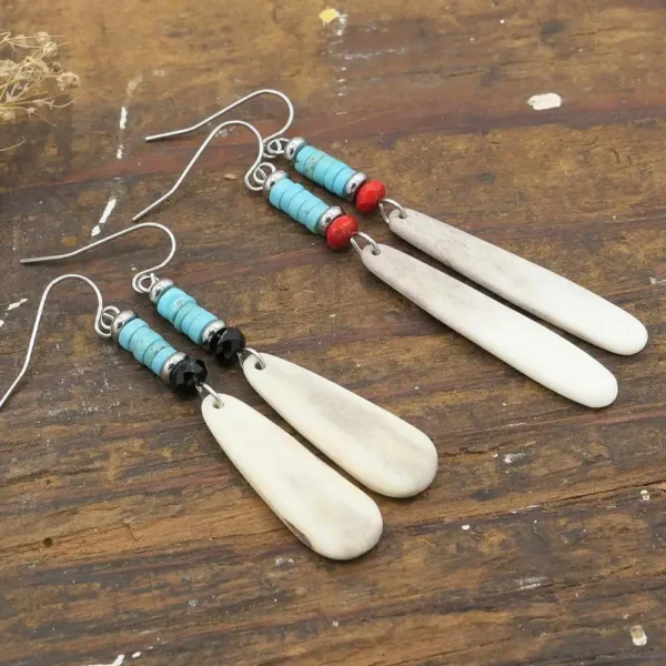 turquoise antler dangle earrings