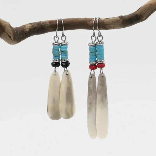Antler Turquoise Long Earrings