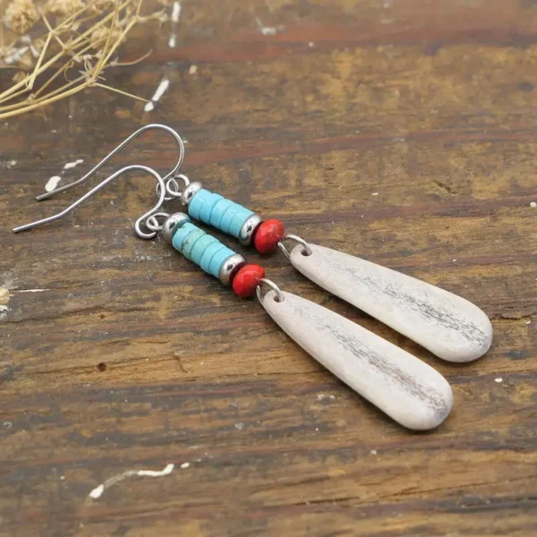 Antler Turquoise Long Earrings
