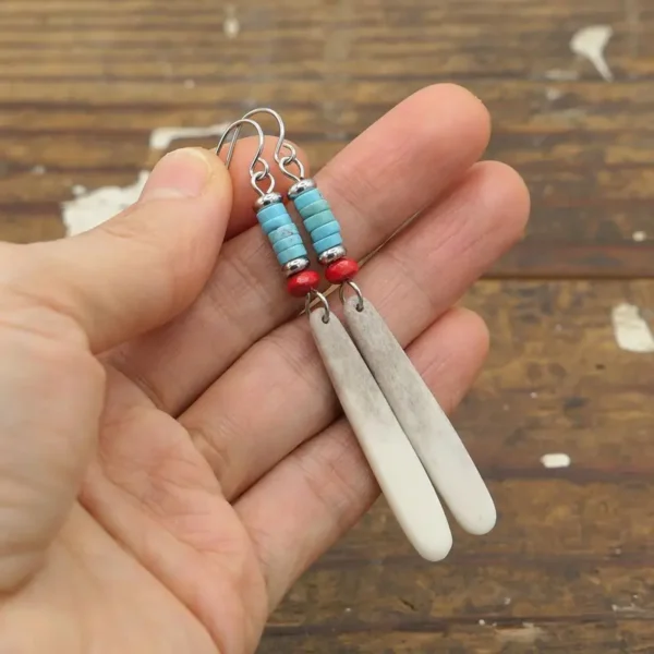 Antler Turquoise Long Earrings